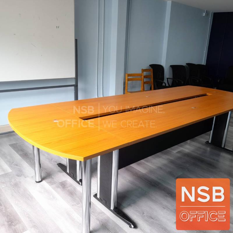 โต๊ะประชุมสี่เหลี่ยมหัวโค้ง รุ่น Spielman (สปีลแมน) 8, 10, 12 ที่นั่ง พร้อมช่องร้อยสายไฟได้ ขาเหล็กตัวแอล