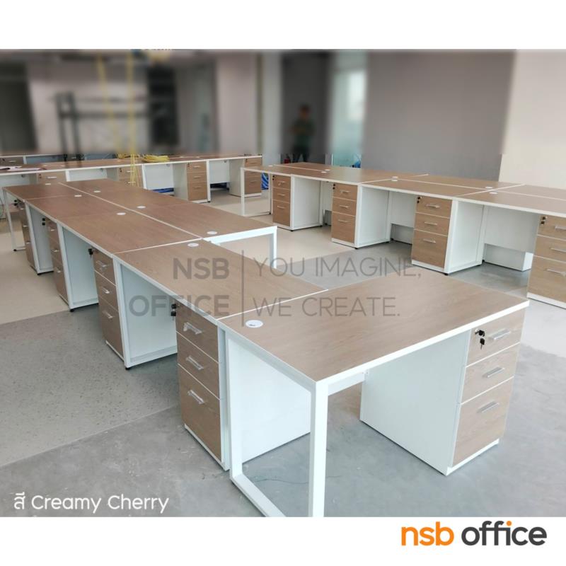 โต๊ะทำงาน 3 ลิ้นชักทึบ รุ่น  Monash (โมนาช)  ขาเหล็กกล่องพ่นสี 