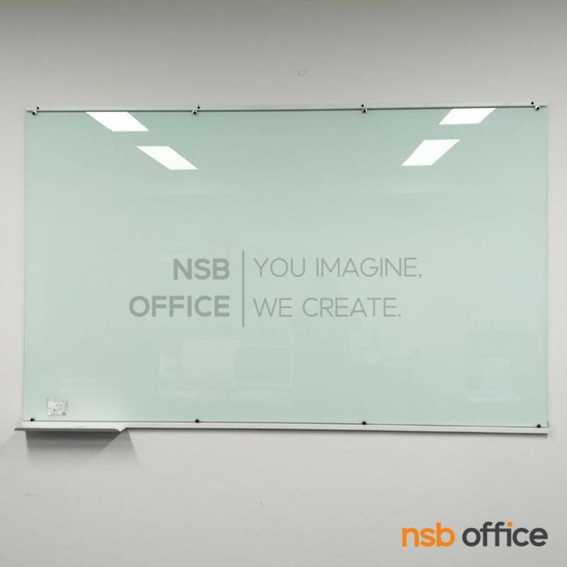 ไวท์บอร์ดกระจกนิรภัยพ่นสีขาว  รุ่น Ardell (อาร์เดล) 150W, 180W, 200W, 220W cm (กระจกไม่ต้องเจาะรู ติดตั้งด้วยคิ้วเหล็กทำสี) 