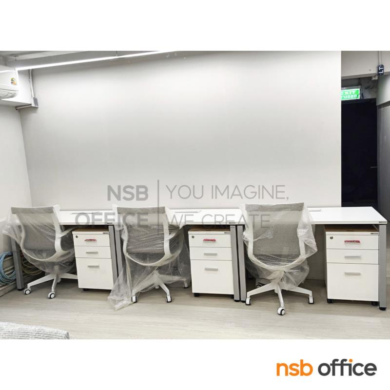 โต๊ะทำงาน บังโป๊ไม้ รุ่น Asha (แอชา) ขนาด 120W ,135W ,150W cm. ลิ้นชักไม้ล้อเลื่อน ขาเหล็กเหลี่ยม