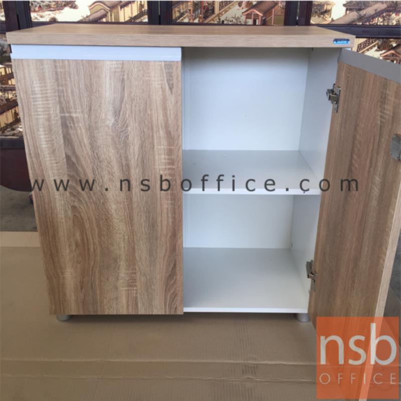 ตู้เอกสาร สูง 83 cm. 2 บานเปิด รุ่น Clarial (แคล์เรียล)  เมลามีน สีเนเจอร์ทีค-ขาว