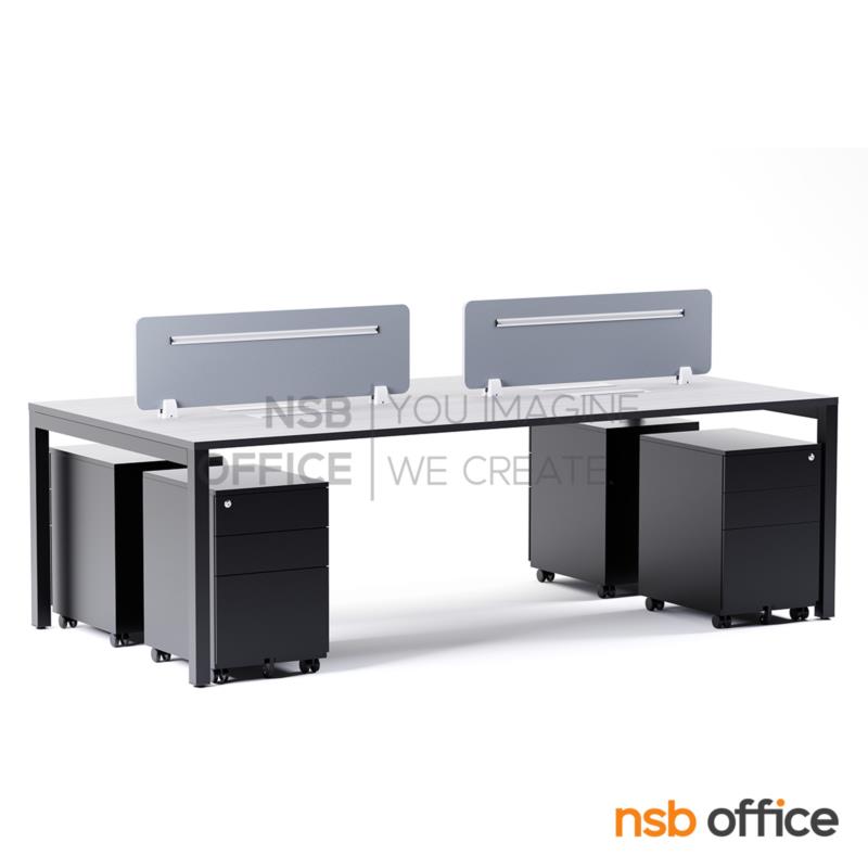 ชุดโต๊ะทำงานกลุ่ม ลิ้นชักเหล็กล้อเลื่อน รุ่น Cattermole II (แคตเตอร์โมล 2) 2 และ 4 ที่นั่ง พร้อมมินิสกรีนหุ้มผ้า และกล่องไฟ A24A034-2