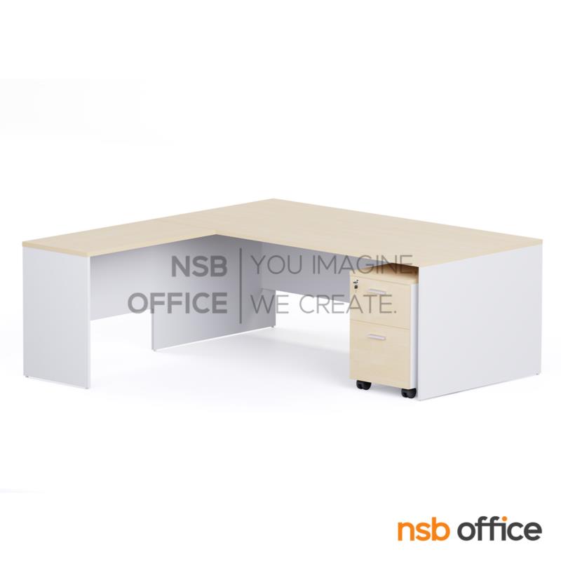 A30A097:โต๊ะผู้บริหารตัวแอล รุ่น Revell (เรเวล) ขนาด 200W cm. พร้อมตู้ลิ้นชักล้อเลื่อน