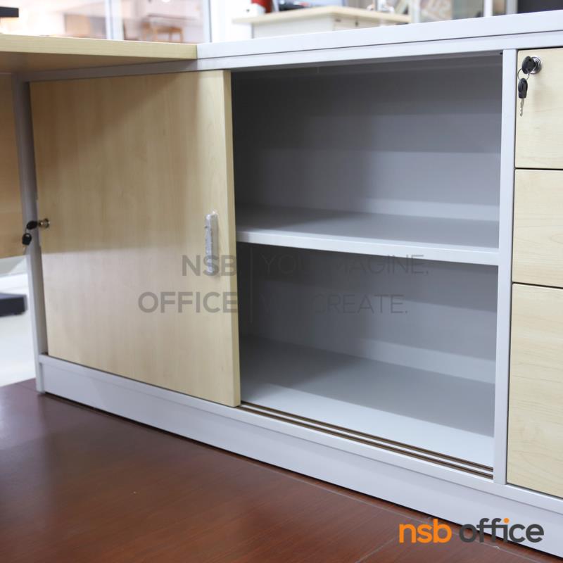 โต๊ะทำงานตัวแอล รุ่น Sandcast (แซนด์แคสต์)  พร้อมบังตา ขาเหล็กทรงเอ