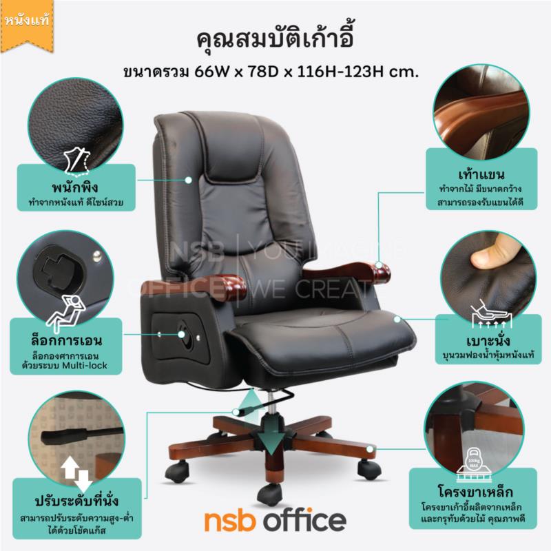 เก้าอี้ผู้บริหารหนังแท้ แขนกล่อง รุ่น Hathaway (แฮททาเวย์)  