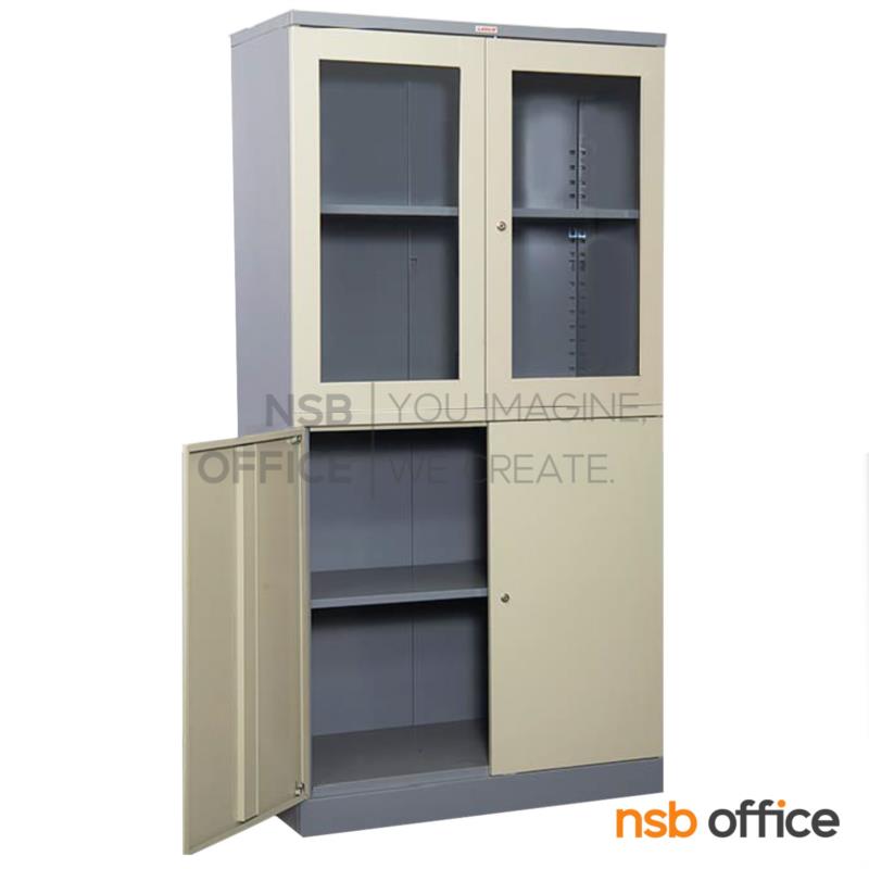 E29A069:ตู้เอกสารเหล็กบนบานเปิดกระจก-ล่างบานเปิดทึบ รุ่น CBD-03 ขนาด 91.4W* 45.7D* 183H cm. 