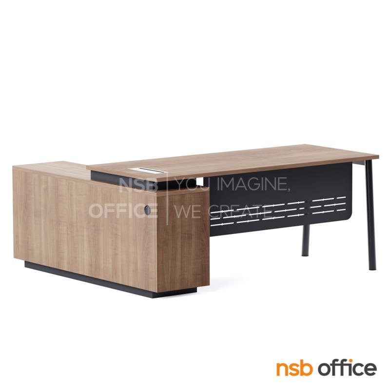 โต๊ะผู้บริหารตัวแอล รุ่น Auriga (ออไรก้า) ขนาด 180W cm.  ขาเหล็ก พร้อมป๊อปอัพ A24A047-1