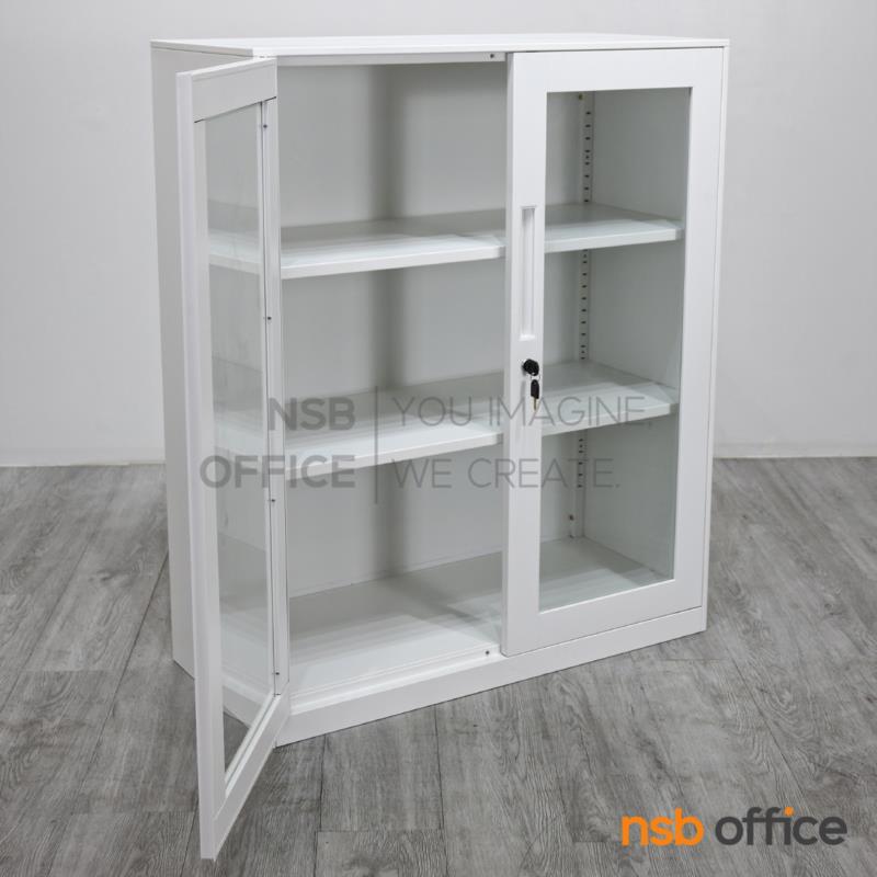 ตู้เหล็ก 2 บานเปิดกระจก รุ่น Mavilla (มาวิลล่า) ขนาด 90W* 40D* 109H cm. 