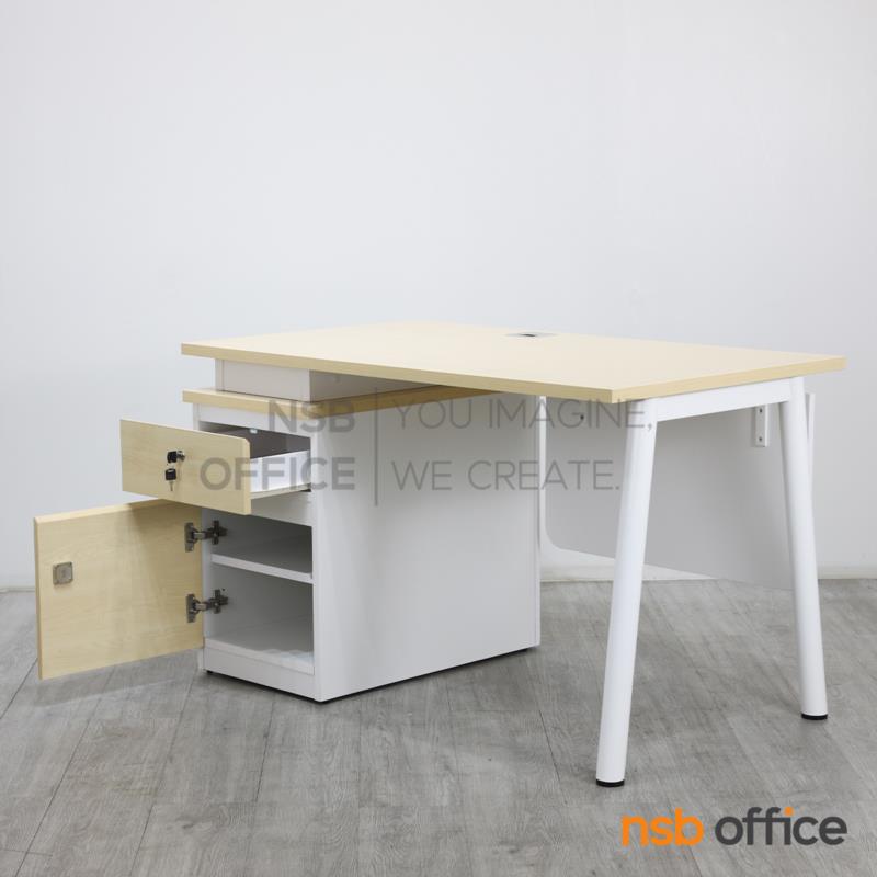 โต๊ะทำงาน 2 ลิ้นชัก รุ่น Jamelia (จามีเลีย) ขนาด 120W cm. บังตาไม้ ขาเหล็ก