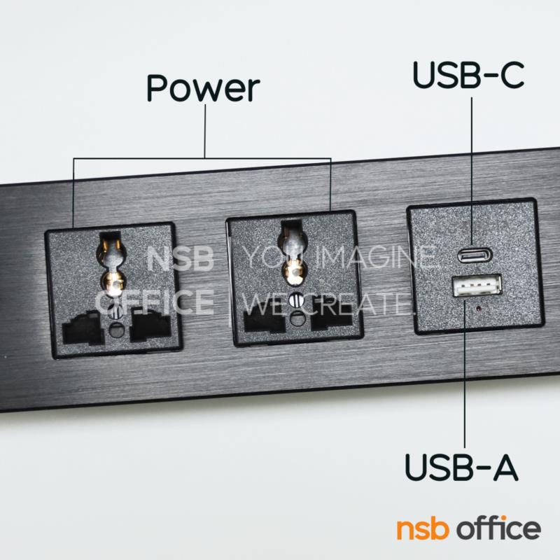 รางปลั๊กไฟฝังกำแพง 2 Power 2 USB (A+C)   รุ่น Fynex (ไฟเน็กซ์)  สีดำ hairline