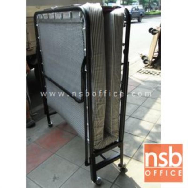 G11A072:เตียงสปริงพับ ขนาด 3 ฟุต เบาะหนา 3.5 นิ้ว ล้อเลื่อน พร้อมที่นอน   