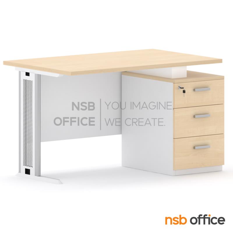 A40A002:โต๊ะทำงาน 3 ลิ้นชัก รุ่น Trello ll (ทริลโล 2)  ขาเหล็กตัวแอล