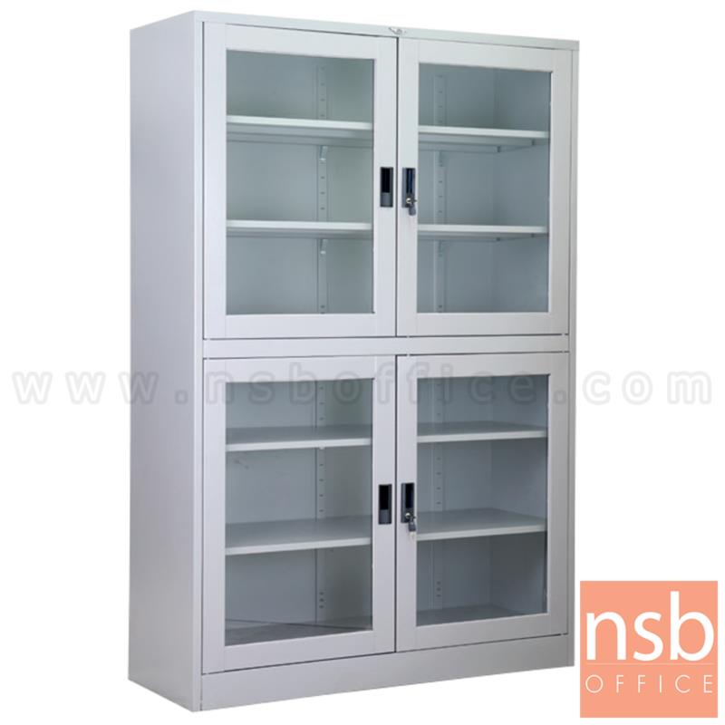 E07A079:ตู้เอกสาร 4 บานเปิด บน-ล่างกระจก รุ่น Endora (เอนโดร่า) ขนาด 3, 4  ฟุต กุญแจล็อก