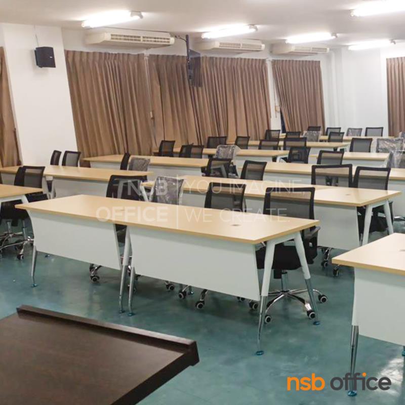 โต๊ะทำงาน บังโป๊ไม้  รุ่น Taper  ขาเหล็กวีคว่ำทำสี ปลายเรียว