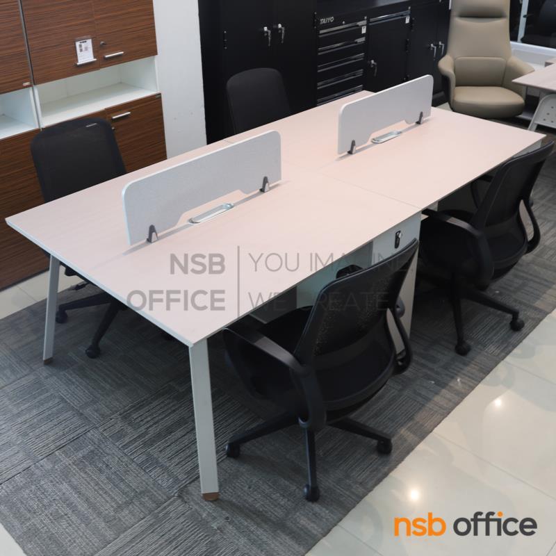 โต๊ะทำงานกลุ่ม 4 ที่นั่ง เสริมมินิสกรีนและตู้เก็บของ รุ่น Utopia (ยูโทเปีย)  พร้อมเก้าอี้สำนักงานหลังเน็ต