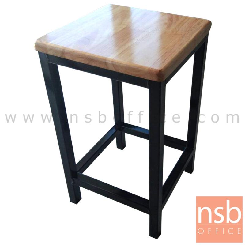 B02A089:เก้าอี้สตูลที่นั่งไม้เหลี่ยมใหญ่พิเศษ  รุ่น ROSE (โรส)  ขาเหล็กทำสี