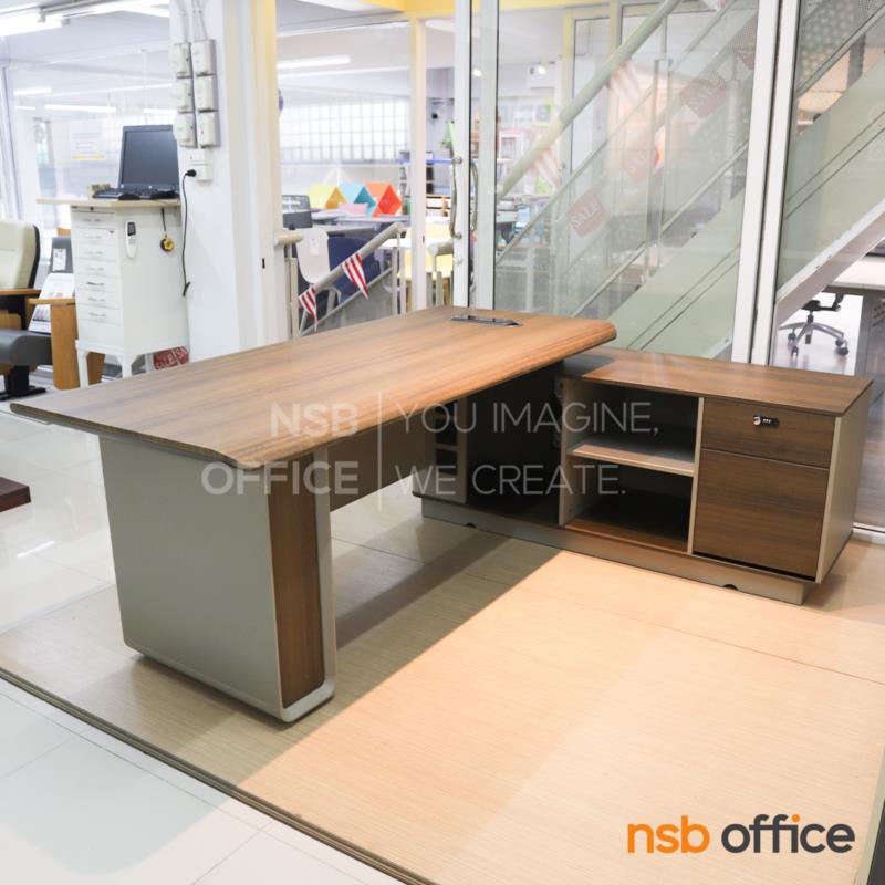 โต๊ะผู้บริหารตัวแอล  รุ่น Kardos (คาร์ดอส) ขนาด 180W , 200W cm. พร้อมตู้ข้าง