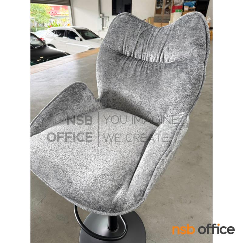 เก้าอี้บาร์โมดิร์นหุ้มผ้า รุ่น Bigmac (บิ๊กแมค)  โช้คแก๊ส ขาเหล็กพ่นดำฐานจานกลม