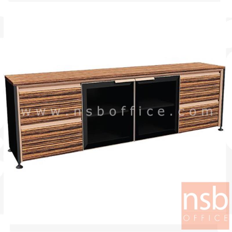 A26A007:ตู้ไซด์บอร์ด  รุ่น Baltimore (บัลติมอล์) ขนาด 240W cm. สีลายไม้ซีบราโน่ตัดดำ ขอบ ROSEGOLD