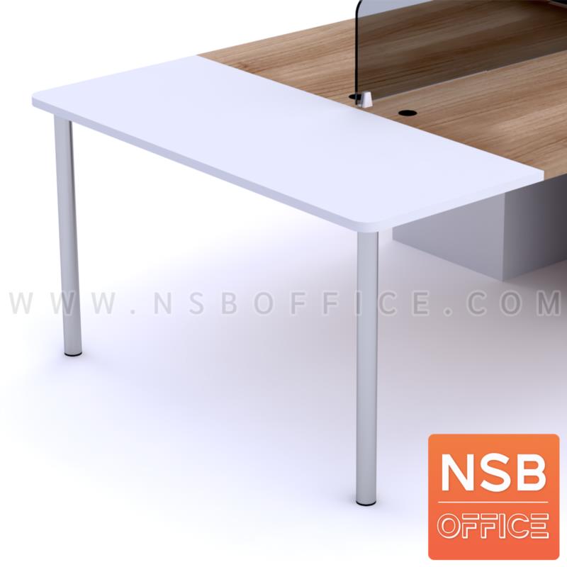 A04A059:โต๊ะอเนกประสงค์สี่เหลี่ยม เชื่อมต่อหัวโต๊ะ   ขากลมโครเมียม