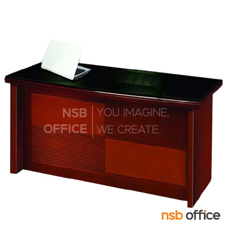 A06A045:โต๊ะผู้บริหารทรงตรงหน้ากระจก 3 ลิ้นชัก  รุ่น Fresco (เฟรสโซ) ขนาด 140W cm. 