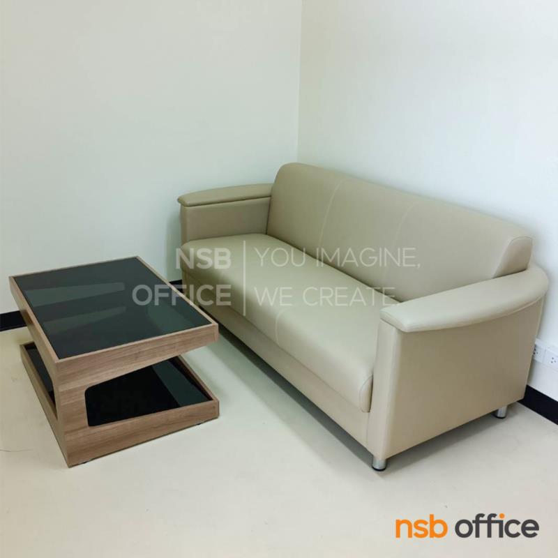 โซฟารับแขกหนังเทียม รุ่น MN-PA22 ขนาด 95W ,196W cm. โครงขาเหล็กชุบโครเมี่ยม 