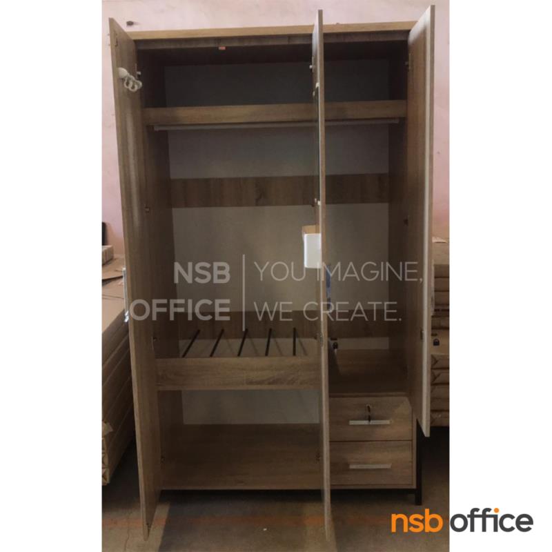 ตู้เสื้อผ้าโครงเหล็ก 2 บานเปิด 2 ลิ้นชัก รุ่น dellton (เดลตัน) ขนาด 120W*60D*200H cm. 