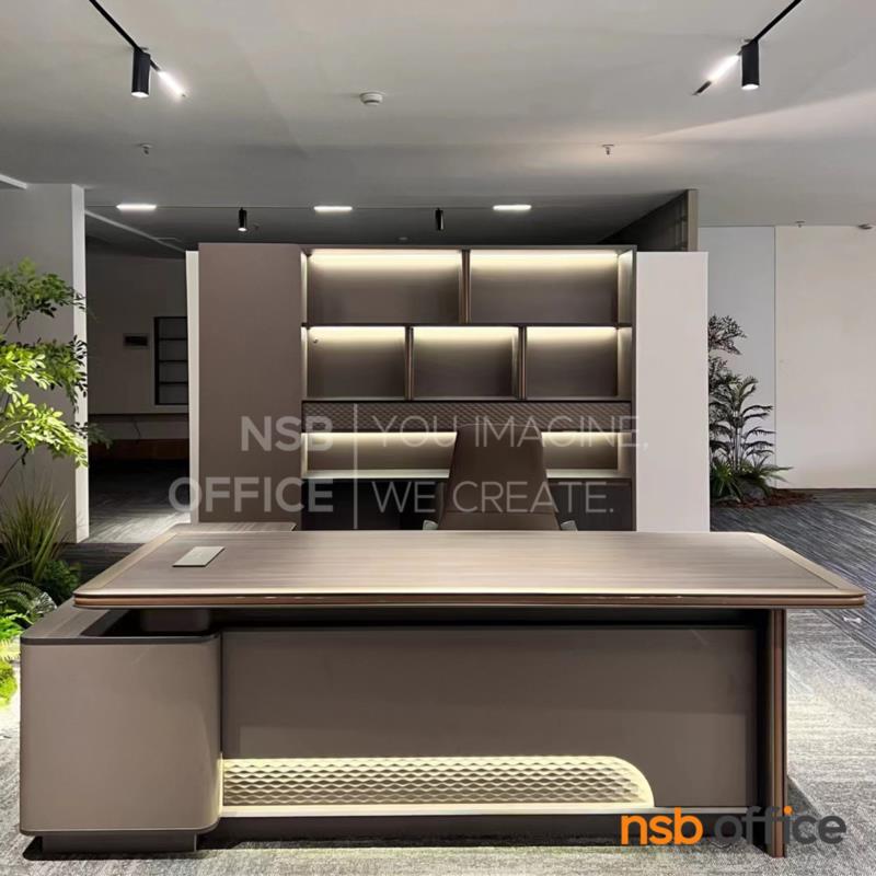 A30A069:โต๊ะผู้บริหารตัวแอล รุ่น Malik (มาลิค) ขนาด 240W cm. พร้อมตู้ข้าง