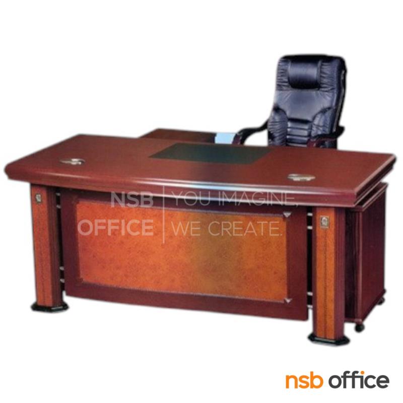 A06A015:โต๊ะผู้บริหารตัวแอล  รุ่น Wolfgang (วูฟแก็งค์) ขนาด 200W cm. พร้อมตู้ลิ้นชักและตู้ข้าง