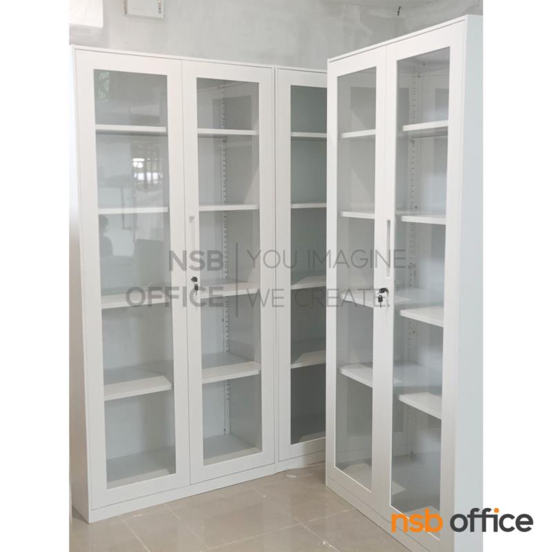 ตู้เอกสารเหล็ก 2 บานเปิดกระจก รุ่น Whitestone  ขนาด 90W*185H cm. กุญแจล็อก