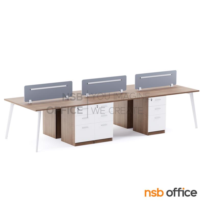 ชุดโต๊ะทำงานกลุ่ม รุ่น Outer II (เอ็าเทอร์ 2) 2, 4 และ 6 ที่นั่ง พร้อมตู้ลิ้นชักไม้ และมินิสกรีนหุ้มผ้า