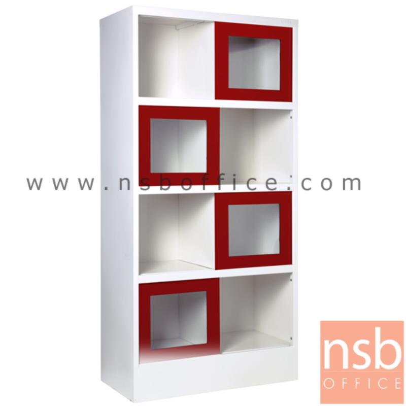 E24A003:ตู้เหล็กเอนกประสงค์ 4 บานเลื่อนกระจก (8 ช่อง มีกั้นกลาง) 88W*40.7D*176H cm รุ่น LT-005   