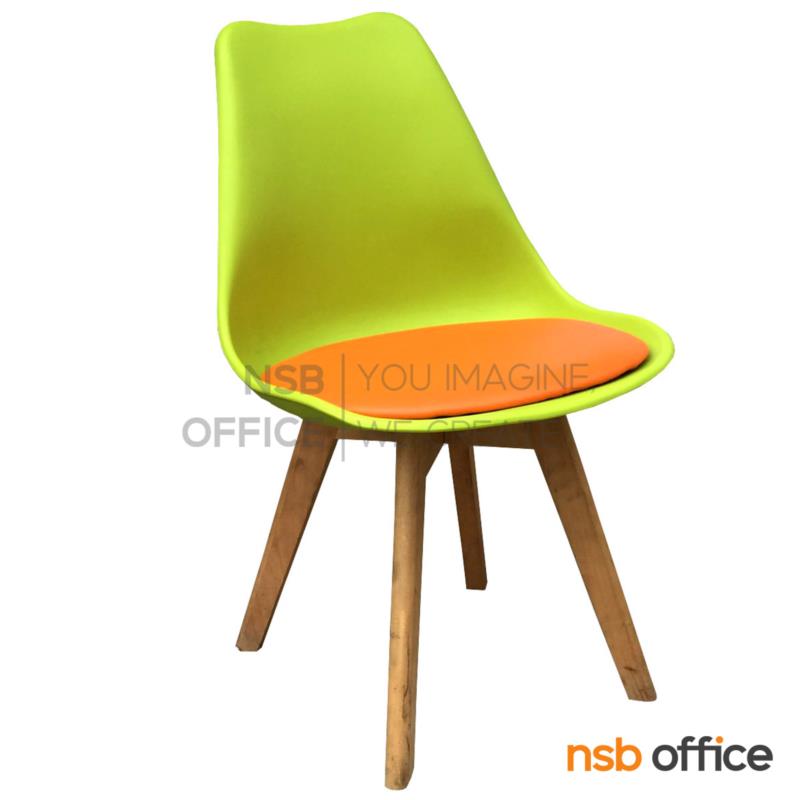 เก้าอี้โพลี่ รุ่น SALMON (แซลมอน) ขนาด 49W cm. เบาะหุ้มหนัง PVC ขาไม้