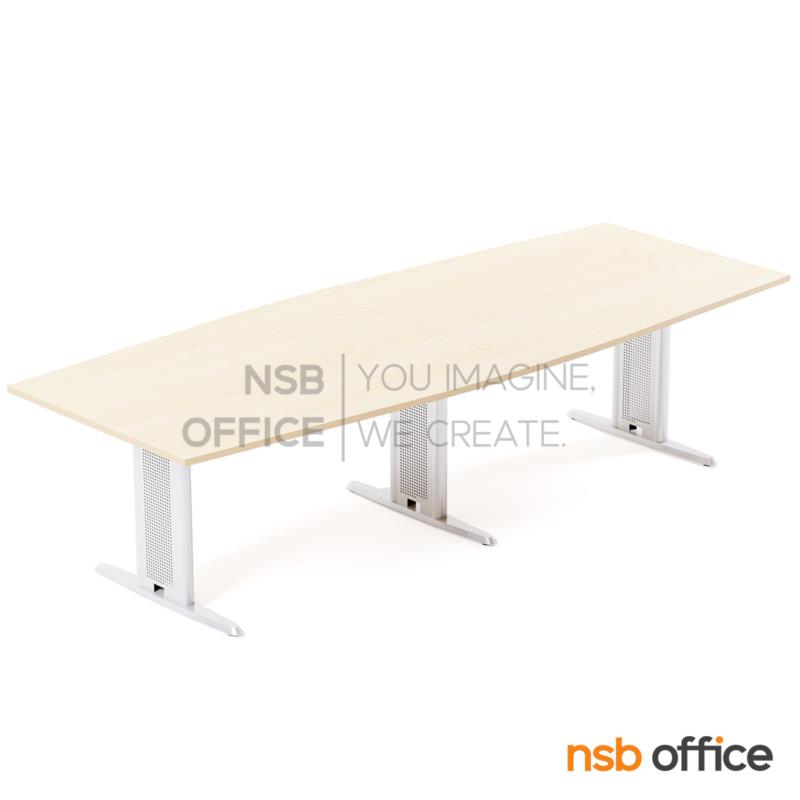 A05A124:โต๊ะประชุมทรงเรือ รุ่น Izora (ไอโซร่า) ขนาด 300W, 360W, 400W, 480W cm. พร้อมระบบคานเหล็ก ขาเหล็กตัวไอ