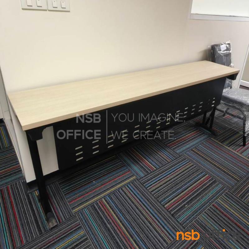 โต๊ะประชุมขาตัวที พับเก็บได้ รุ่น Viber (ไวเบอร์) ขนาด 150W, 180W cm. บังตาเหล็ก โครงขาเหล็ก