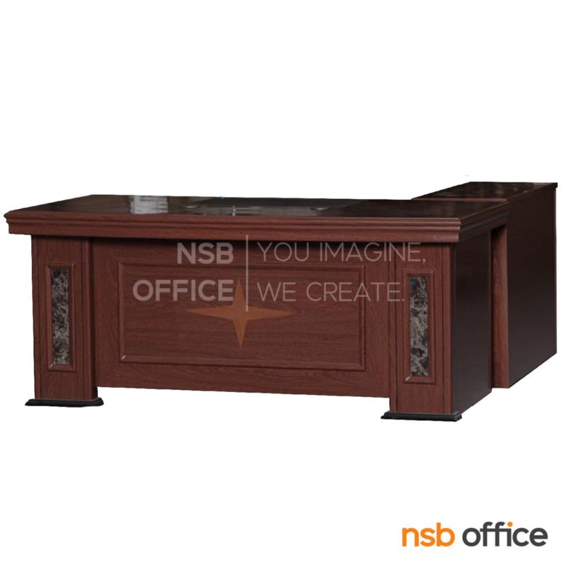 A06A067:โต๊ะผู้บริหารตัวแอล  รุ่น Downey (ดาวนีย์)  ขนาด 160W ,180W cm.  พร้อมตู้ลิ้นชักและตู้ข้าง