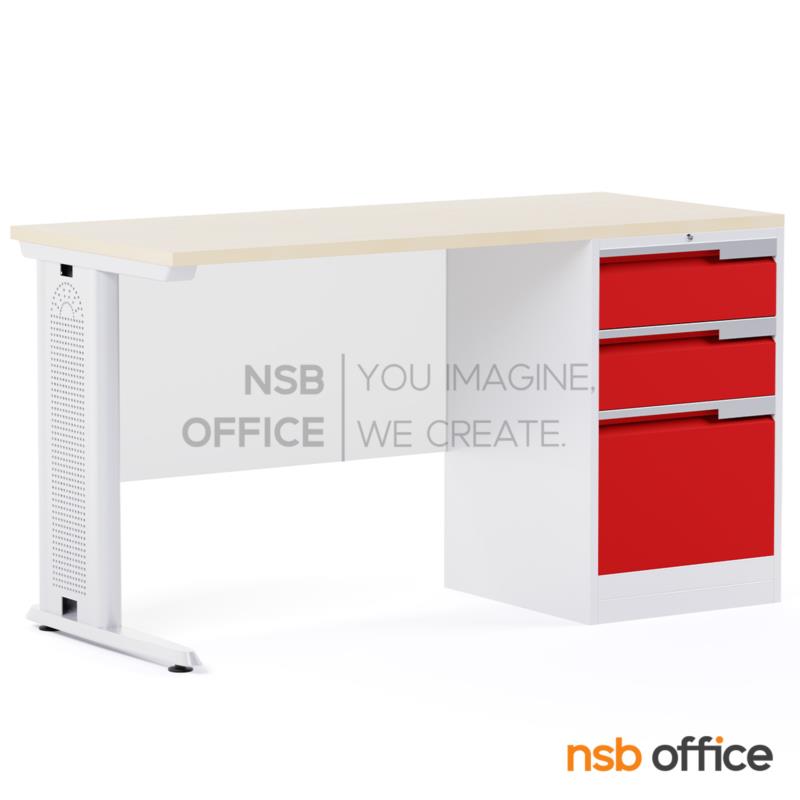 โต๊ะทำงาน 3 ลิ้นชัก มีบังโป๊ รุ่น Aeronic (แอโรนิค) ขนาด 120W ,135W ,150W cm. ขาเหล็ก