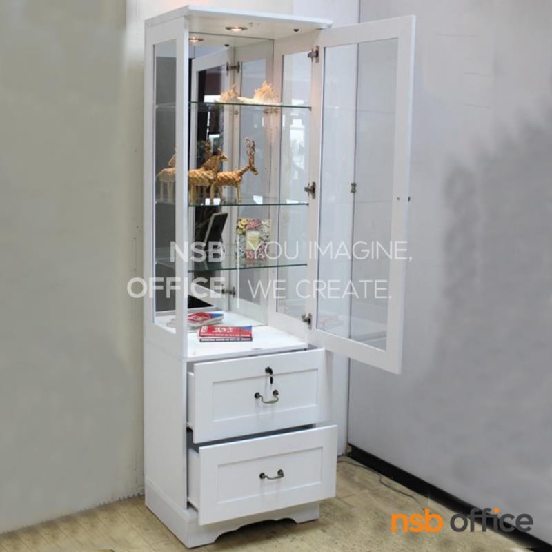 ตู้กระจกดาวน์ไลท์ กว้าง 60 cm. รุ่น Walfred (วอลเฟรด) มีไฟในตัว (หลังกระจกเงา)   