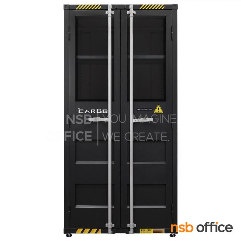 E07A136:ตู้เหล็ก 2 บานเปิด ชนิดบานเปิดกระจกบน รุ่น Elvar (เอลวาร์) ขนาด 90W*45D*183H cm. 