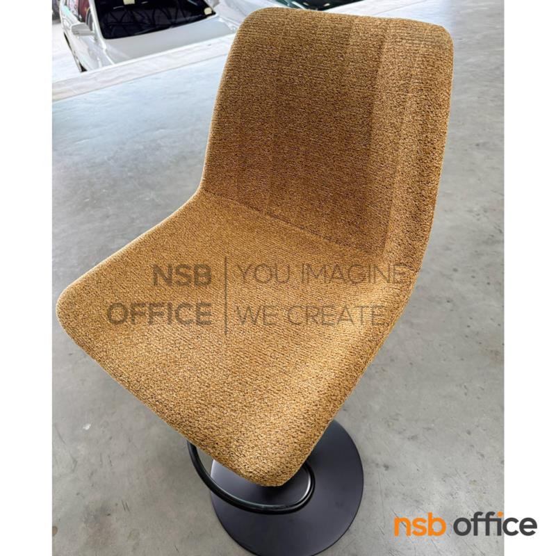 เก้าอี้บาร์โมดิร์นหุ้มผ้า รุ่น Snowvia (สโนว์เวียร์)   โช้คแก๊ส ขาเหล็กพ่นดำฐานจานกลม