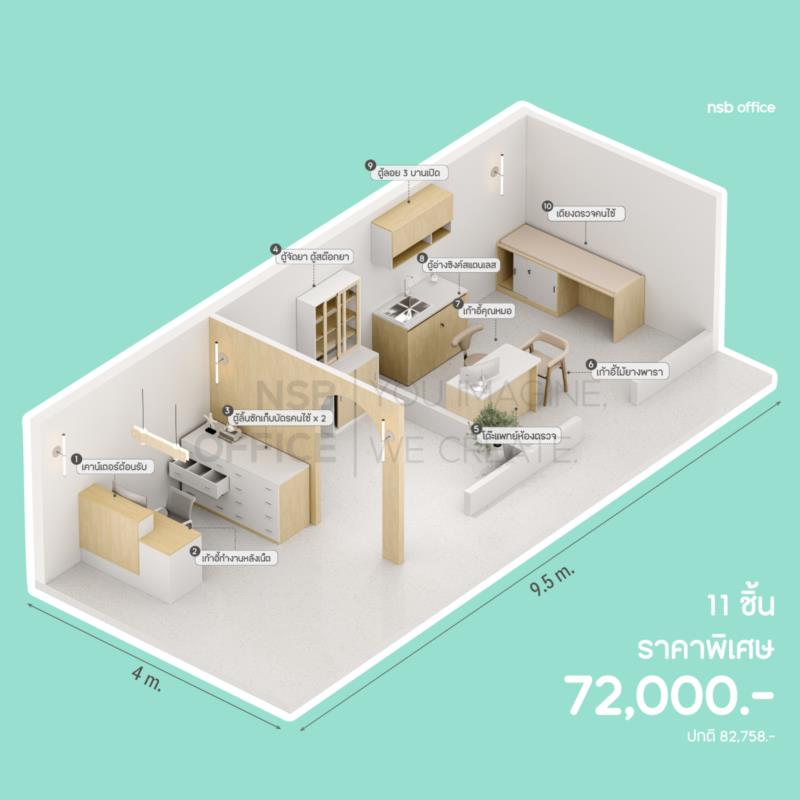 A45A003:เซ็ตเปิดคลินิก รุ่น Med Lite (เมดไลท์)  (สินค้า 11 ชิ้น) *พรีออเดอร์*