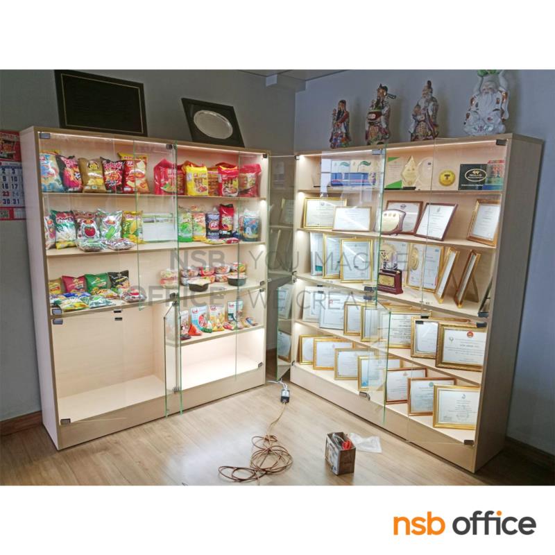 ตู้โชว์กะจก รุ่น Molda (โมลด้า) สูง 200 cm.  มีไฟ led ด้านในโล่งตลอด