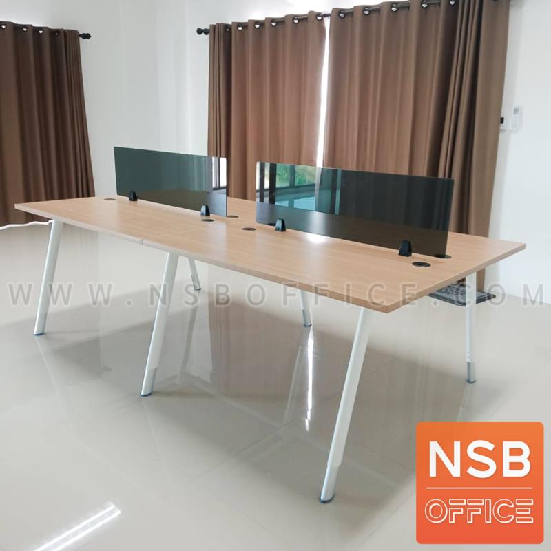 ชุดโต๊ะทำงาน 4 ที่นั่ง  รุ่น Brenton (เบรนตัน) ขนาด 240W*120D cm. พร้อมมินิสกรีนด้านหน้า