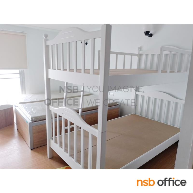 G11A096:เตียงไม้ยางพาราล้วน 2 ชั้น ขนาด 3.5 ฟุต หัวเตียงไม้ระแนง   