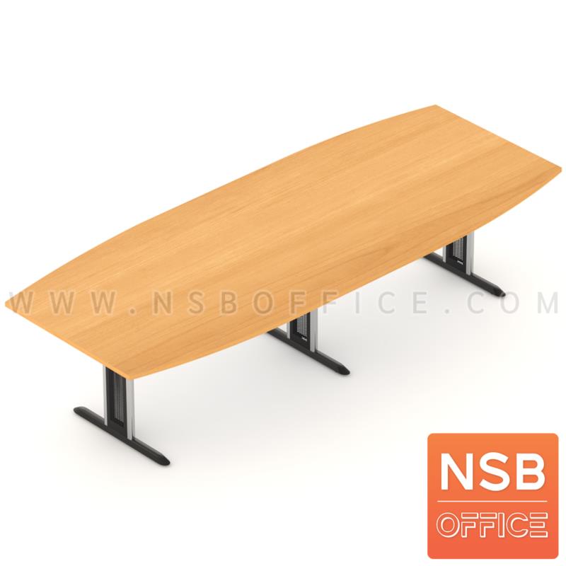 A05A124:โต๊ะประชุมทรงเรือ รุ่น Izora (ไอโซร่า) ขนาด 300W, 360W, 400W, 480W cm. พร้อมระบบคานเหล็ก ขาเหล็กตัวไอ