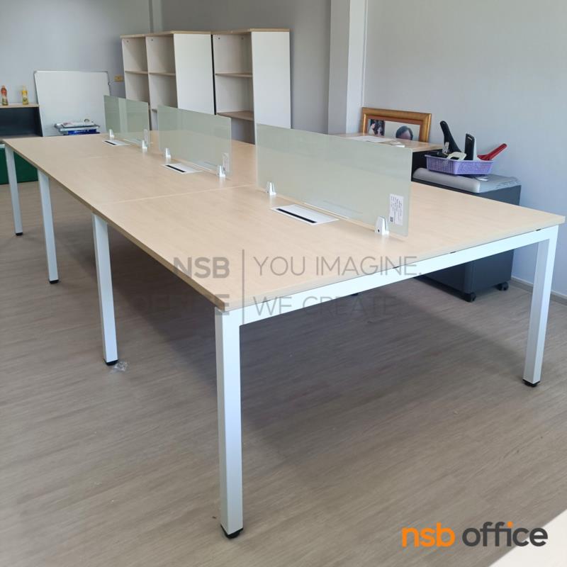 ชุดโต๊ะทำงานกลุ่ม รุ่น Smart-L  ขนาด 150D cm. พร้อมมินิสกรีนและกล่องไฟทุกที่นั่ง A24A034