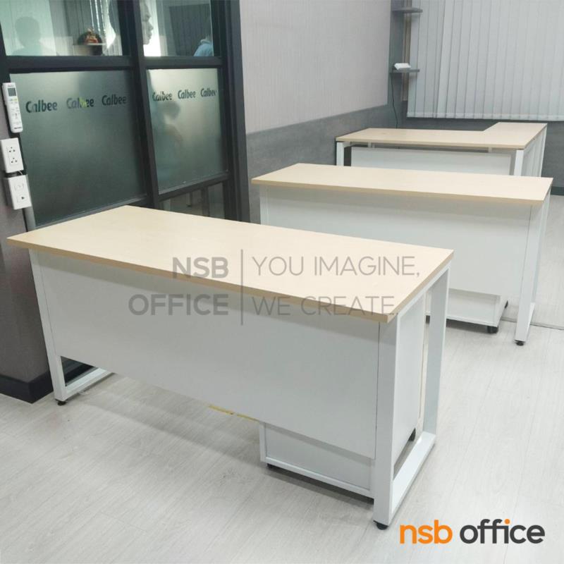 โต๊ะทำงานขาเหล็ก รุ่น Hendrix (เฮนดริค)  บังตาไม้ พร้อมตู้ลิ้นชักล้อเลื่อน