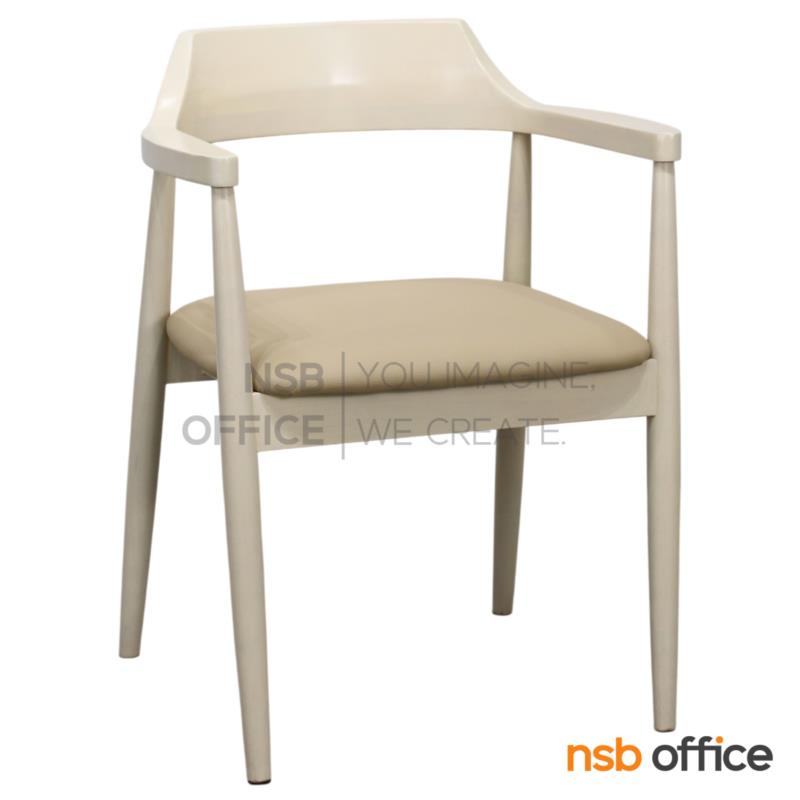 B22A206:เก้าอี้ไม้ที่นั่งหุ้มหนังเทียม รุ่น Blue sea (บลูซี)  ขาไม้