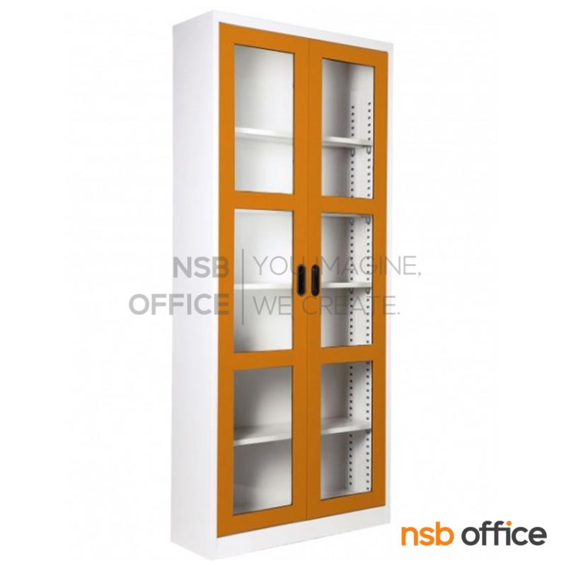 E25A056:ตู้เอกสาร 2 บานเปิดกระจก รุ่น MAX-082 สูง 200 cm.  