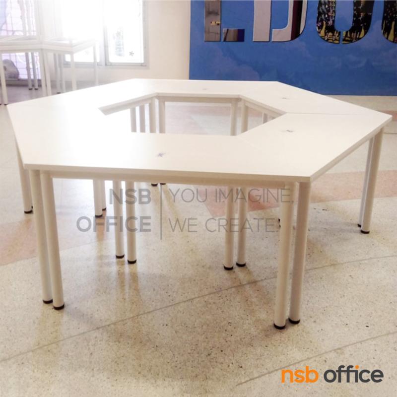 โต๊ะเรียนกิจกรรมทรงคางหมู รุ่น Hexa 105, 120, 140W cm ไม่มีล้อเลื่อน (สำหรับกลุ่ม 6 คน)